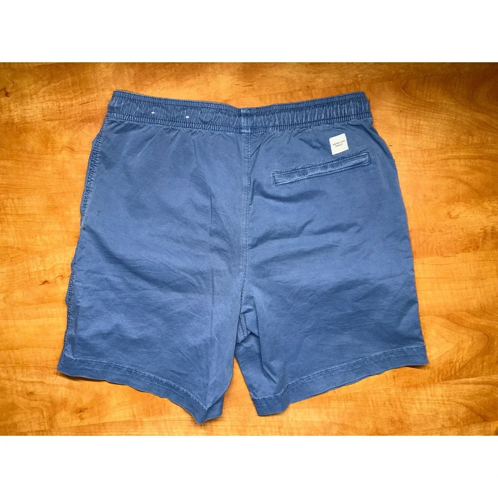 American Eagle Flex Shorts Mens Small Blue Drawstring Elastic Waist Cotton Blend